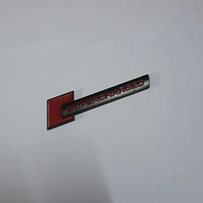 1x Matte Black SUPERCHARGED Red Metal Sticker Badge Decal Emblem Luxury V6 Drive • $8.99