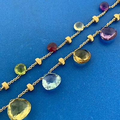 Marco Bicego 18K Yellow Gold Mixed Gemstone Paradise Coll Graduated Necklace • $3975