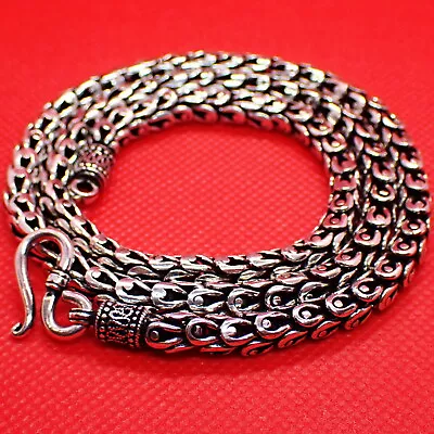 Byzantine Bali Oxidized 925 Sterling Silver Scales Necklace Chain 6mm 22  83g • $321.33