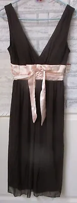 NWT Macy's TRIXXI Junior's Sleeveless Brown Dress Size Medium W/Pink Satin Bow • $18.95