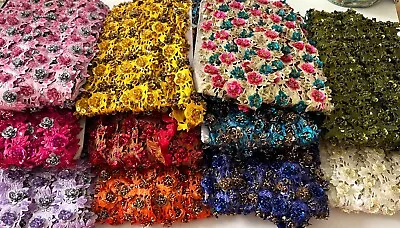 £4.95 • Buy 1M 4cm Bridal Flower Beaded Sequin Embroidered Wedding Trim Cutwork Trimming