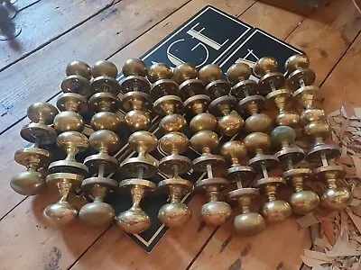 £32 • Buy  Vintage OLD Reclaimed Brass Round Door Knobs Handles Push Pull 