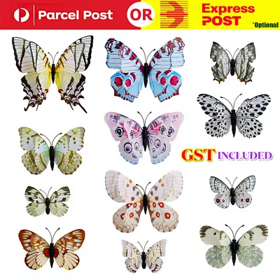 $6.04 • Buy 24pcs 3D Butterfly Removable Stickers Decals Wall Window Appliance Magnetic AU