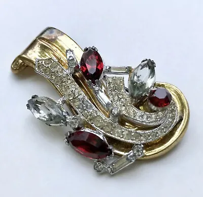 McClelland Barclay Ruby Rhinestone Vintage Estate Brooch Pin • $210