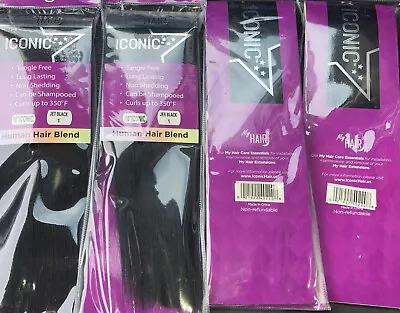 4 Pack My Hair ICONIC Human Hair Blend JER Black 1  10  Long Can Be Shampooed • $28.23