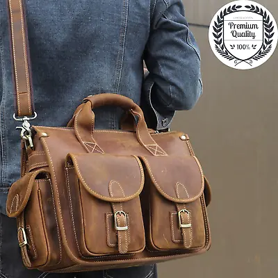Mens Designer Bag GENUINE LEATHER Vintage Sling Crossbody Luxury Laptop Handbag • $183.85
