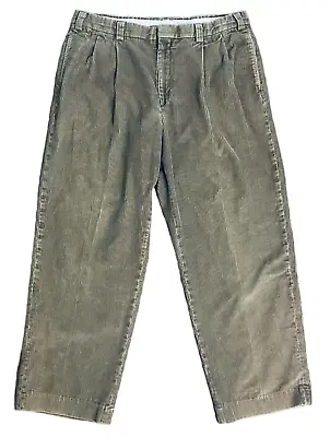 LL Bean Classic Fit Corduroy Pants Mens 38 X 29 Brown Pleated Front Warm & Comfy • $22.95