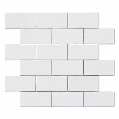 2 X 4 Thassos White Marble Honed Brick Mosaic Tile • $29.99