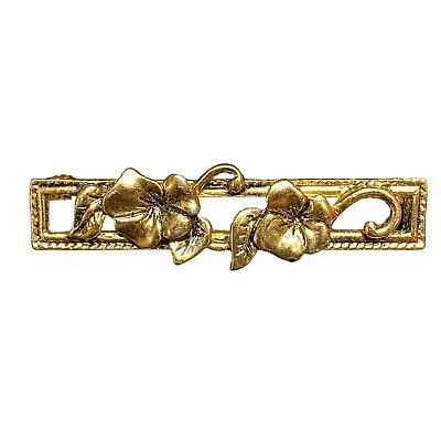 Vintage Avon Brooch Bar Flowers Openwork 1-5/8  Goldtone • $8.99