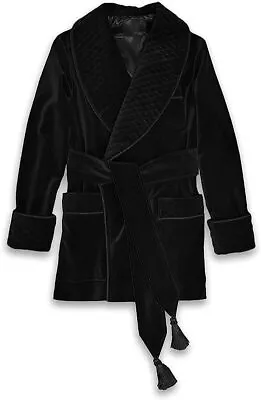 Men Black Smoking Jacket Cocktail Luxury Party Wear Black Velvet Blazer • $179