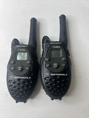 Lot Of 2 Motorola Talkabout T5420 2 Way Radio Walkie Talkies Black Gray • $19.99