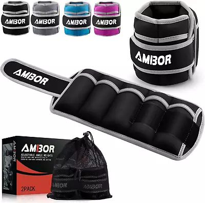 AMBOR Ankle Weights 1 Pair 2 3 4 5 Lbs Adjustable Leg Weights Strength Trainin • $21.88