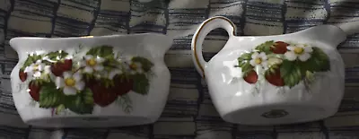 Hammersley Fine Bone China Cream Jug/Sugar Bowl Strawberries. • £14.99