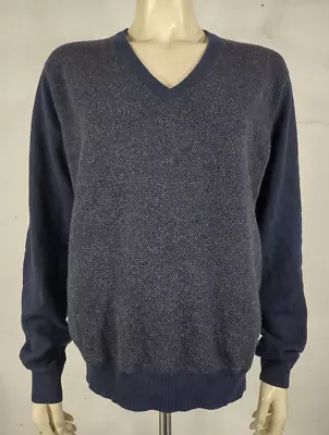 McGeorge Blue Gray 100% Cashmere V-Neck Pullover Sweater Womens Large • $69.99