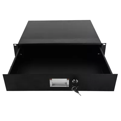 Brand New 19  2U Steel Plate DJ Drawer Equipment Cabinet With Keys Black • $49