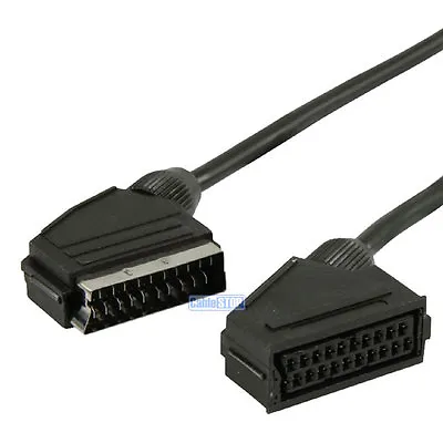 2 METRE SCART EXTENSION Cable Male Plug To Female Socket 2m TV DVD Lead • £6.95