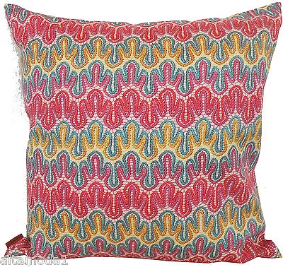 MISSONI HOME GLOSSY CUSHION COVER COTTON SATEEN LACE PRINT 40x40cm DIAMANTE T57 • £60