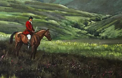 DONALD AYRES (b.1936 ) Very Large Fox Hunting Oil Painting Huntsman-Hounds-Moors • £950