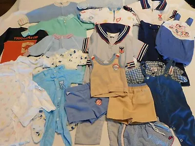 LOT VTG BOY CLOTHES TODDLER BABY 70s 80s INFANT ROMPER SET SHORTS PAJAMAS FOOTED • $128.23