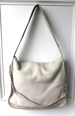 Michael Kors Pebbled Leather Cement Gray Astor Devon Hobo Bag Purse Silver Studs • $65