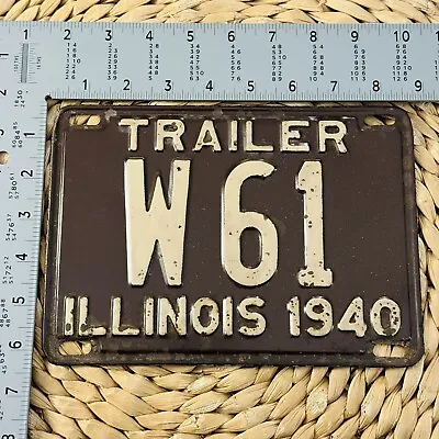 1940 Illinois TRAILER License Plate ALPCA Garage Decor Low Number 61 • $156