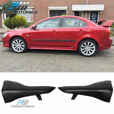 Fits 08-15 Mitsubishi Lancer PU Rear Bumper Lip Aprons 2PC Unpainted Black • $79.97