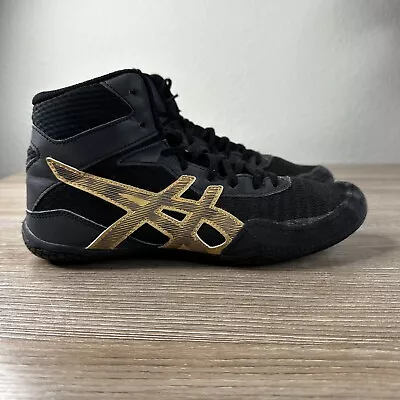 Asics MatControl 2 LE Lite Mens Size 8 Black Gold Wrestling Shoes 1081A037 • $39.99