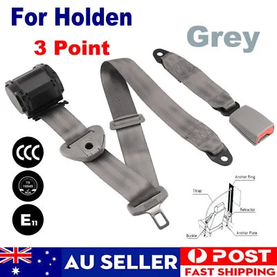 For Holden Cars 3 Point Universal Seat Belt Retractable Seatbelt Lap Strap Grey^ • $29.99