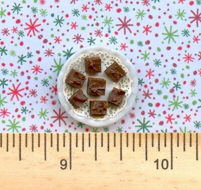 * * Dollhouse Miniature Glass Plates Of Sue's Hand Made  Cut Brownies • $3.99