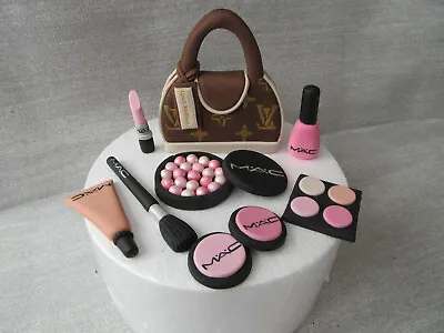 Edible Handmade MAC Make Up & Handbag Fondant Cake Topper Sugar Paste Decoration • £28.99