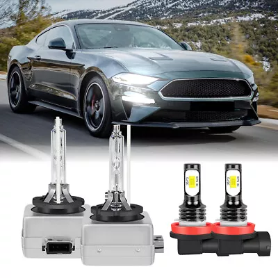 For Ford Mustang 2013-2018 - D3S Xenon Headlight Bulbs Hi/Lo Beam + Fog Light 4X • $35.99