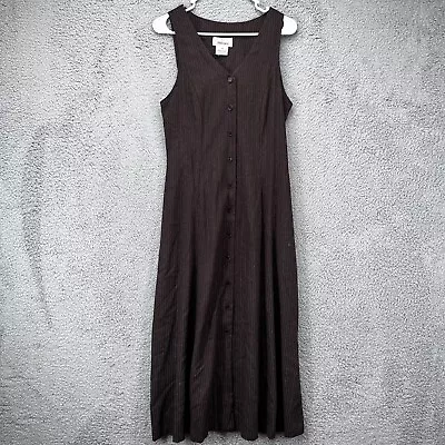 Vintage 90s Academia Jumper Shift Maxi Dress Brown Size 4 Modest Button Front • $24.88