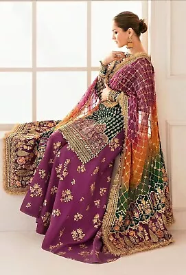 Baroque  Suit 3pc Pakistani Designer Khaadi Maria B Saphire Stitched Small • £70