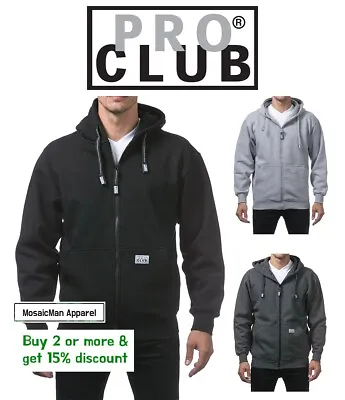 Pro Club Men's Heavyweight Full Zip Up Zipper Causal Fleece Hoodie Winter Jacket • $35.65