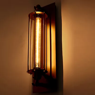 Industrial Steampunk Wall Sconce Retro Metal Wire Cage Hallway Wall Lighting • $39.99