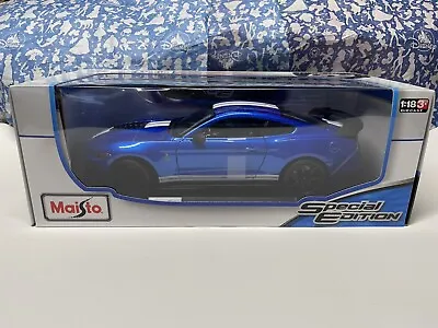 Maisto Special Edition 2020 Ford Mustang Shelby Gt500 Blue 1:18 Scale Die Cast • $38.99