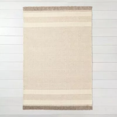 HEARTH HAND MAGNOLIA JUTE AREA RUG 5 X 7' Cream WOVEN TASSELS JOANNA GAINES NEW • $199.99