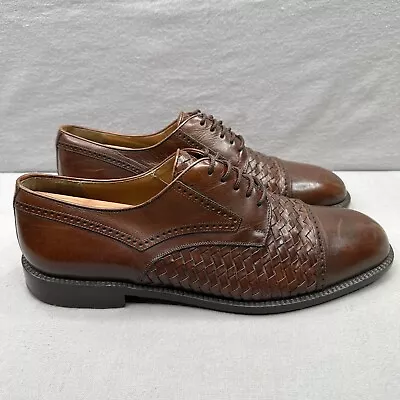 Mezlan Valencia Mens Size 10.5 M Oxford Cap Toe Brown Woven Dress Shoes • $59.99