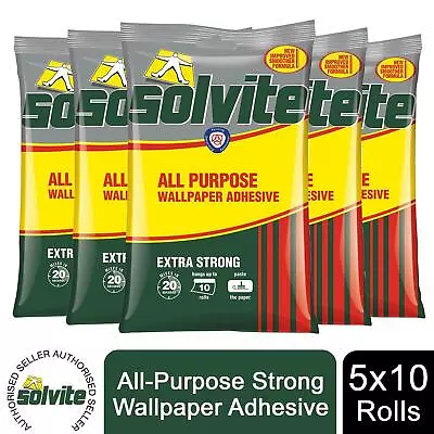 Solvite All-Purpose Extra Strong Wallpaper Adhesive 5 Sachets (approx 50 Rolls) • £16.99