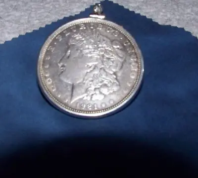 Morgan Silver Dollar In Sterling Bezel On A 2mm 16–30-inch Sterling Necklace. • $129.95