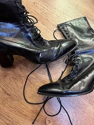 Victorian Era Vintage PointedToe Lace Up Heels Casual Ankle Boots US 7 MSRP 345 • $44