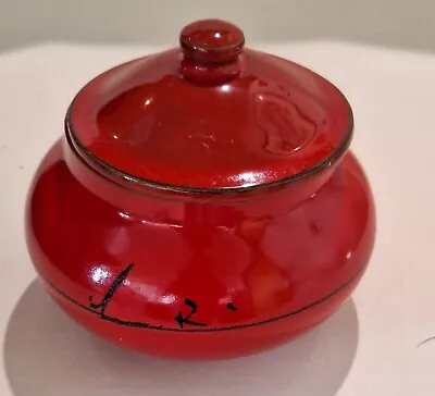 Vintage Mamma Ro Italy Red Sugar Bowl With Lid 4  • $19