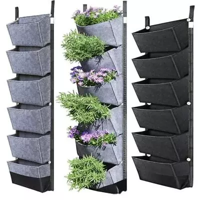6/7 Pocket Vertical Growing Planting Bag Wall Hanging Flower Vegetable Growing • $14.99