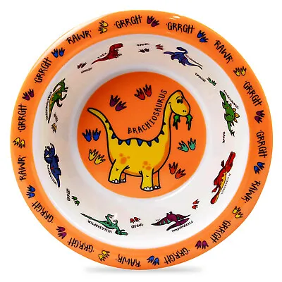 Kids Children Orange Melamine Dinosaur Design Bowl Toddler Breakfast Food Bowls • £6.75