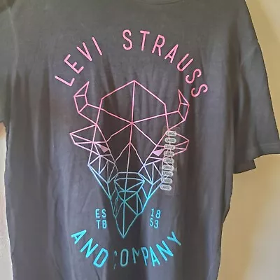 Levis T Shirt Large Black Graphic Bull Neon Ombre Western Rodeo Cowboy Ranch • $17