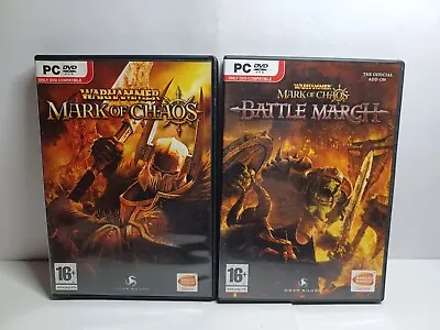 WARHAMMER MARK OF CHAOS & EXPANSION BATTLE MARCH PC DVD-ROM ( RTS & Tactics ) • £7.80