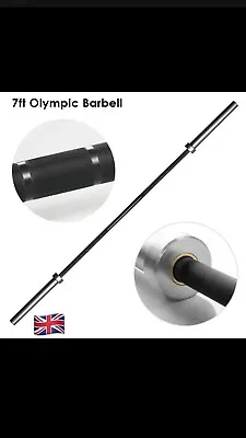Olympic Barbell Bar Chrome And Black 7ft Heavy Duty Commercial Bar Summer Sale • £84