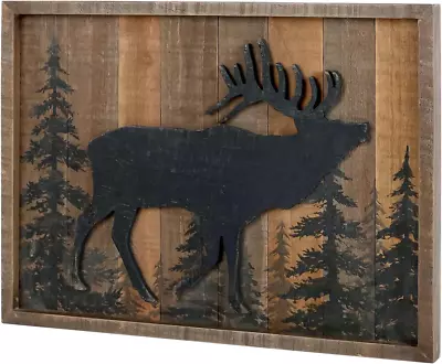 Deer Cabin Wall Decor 3D Elk Rustic Wood Forest Mountain Woodland Wildlife Lodg • $82.65