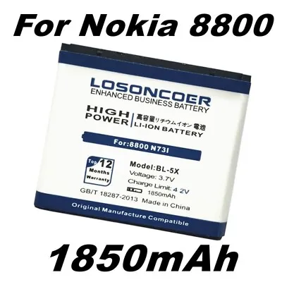 $18.66 • Buy LOSONCOER 1850mAh BL-5X Battery For Nokia 8801 8800s 886 N73I 8800 Mobile Phone 