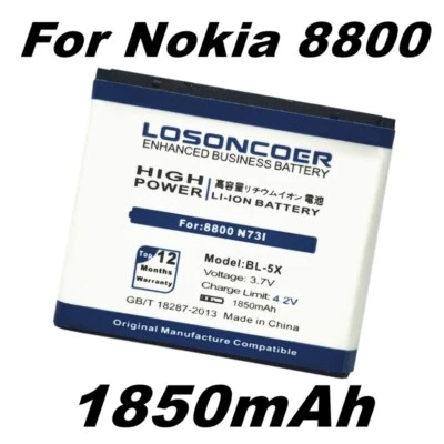 $18.66 • Buy LOSONCOER 1850mAh BL-5X Battery For Nokia 8801 8800s 886 N73I 8800 Mobile Phone 